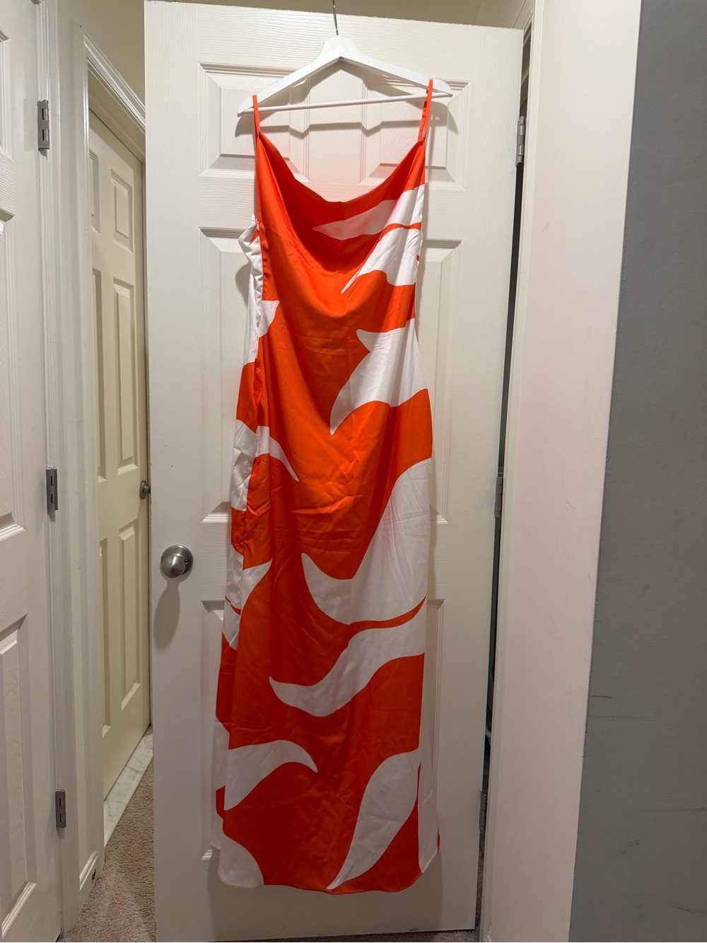 Hanifa Orange and White One-Shoulder Slip Gown - Picture 3 of 4
